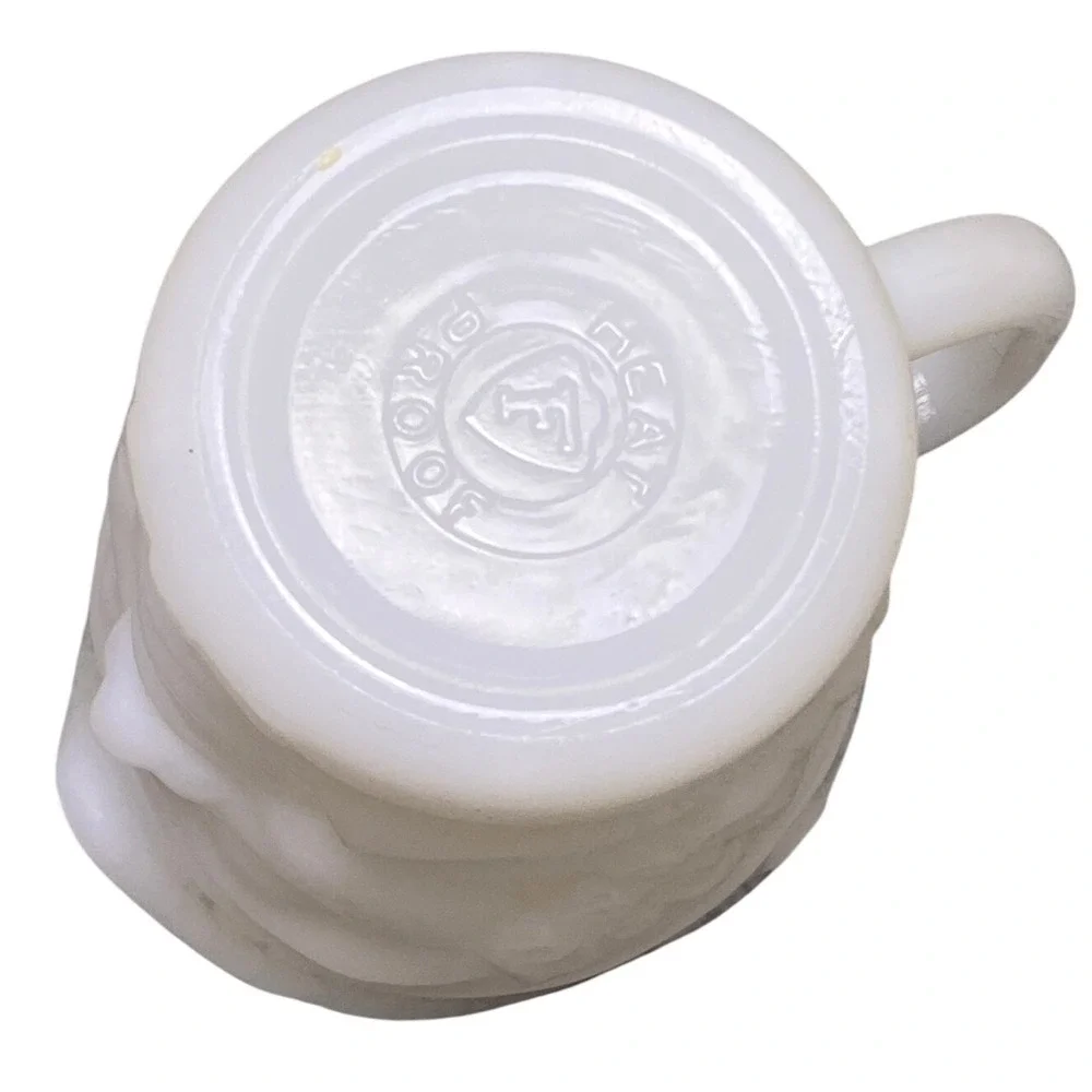 Vintage Federal Glass Toby Mug Milk Glass Creamer Pitcher‎ Face